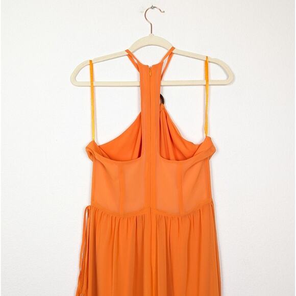 Toccin x RTR Vibrant Orange Sleeveless Halter Jumpsuit Size 6 - Picture 6 of 11